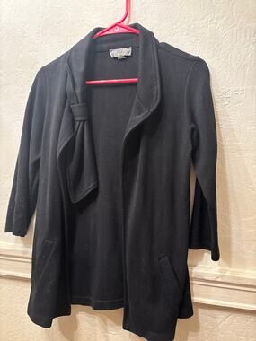 High Street Ann Bern Black Open Front Draped Cardigan Jacket Size M Made in USA